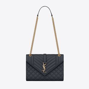 Saint Laurent Envelope Medium Bag Black Gold HW